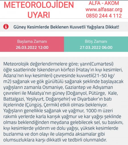 METEOROLOJİDEN UYARI