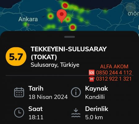 TOKAT TA 5.7 BÜYÜKLÜĞÜNDE DEPREM MEYDANA GELDİ 