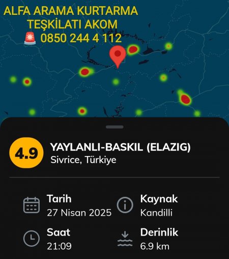 Elazığ da deprem