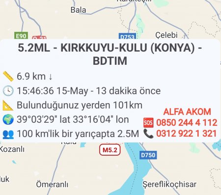 Kırkkuyu Kulu Konya da Deprem