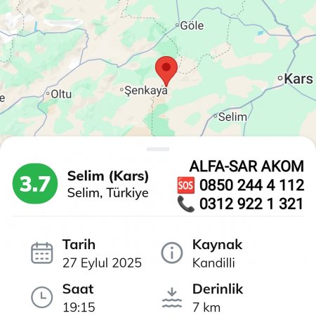 Erzurum Şenkaya'da Deprem Meydana Geldi